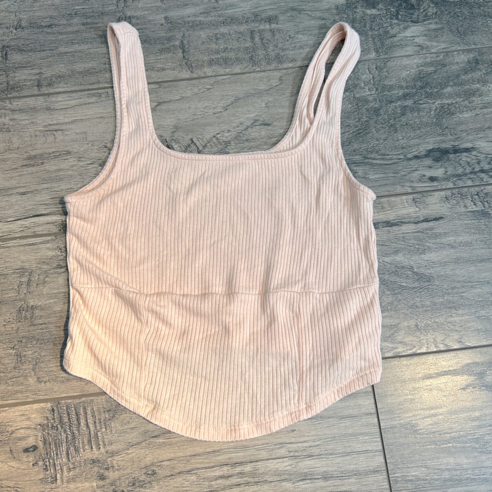 Pink Cropped Tank Top - American Eagle - Size XS